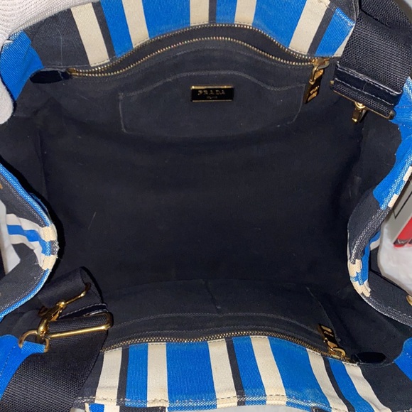 Prada Limited Edition Canapa Stripe Canvas 2-way Tote - Picture 2 of 3